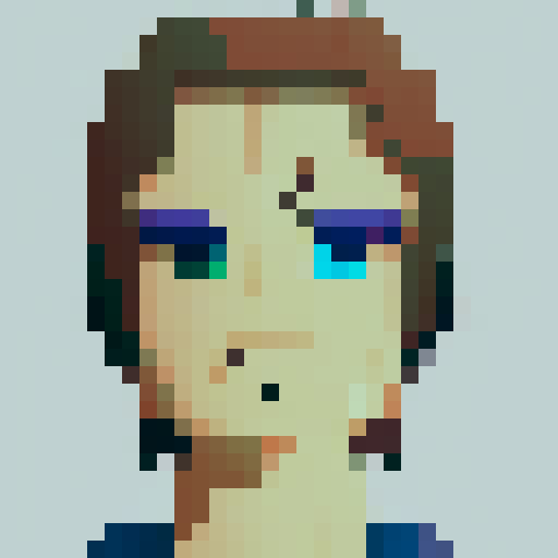 simplified anime style pixel art with lower detailzed elements only main and enlarged main face details    
