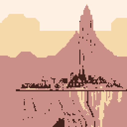 Towering giant, vibrant colors, intricate pixel art, detailed background, majestic landscape