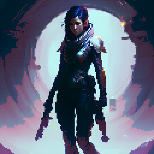 Female Thief, stealthy, slyly evading detection, with a thin frame, White skin, dressed in tight fit armor, in a fantasy RPG art style