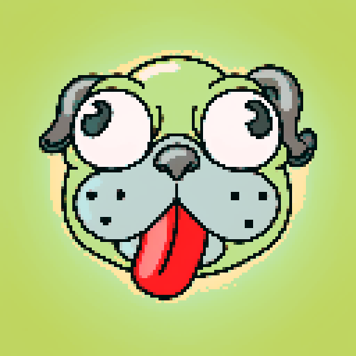, pastel colors, and a hint of nostalgia

        A floppy-eared, tongue-out cartoon dog, all rendered in charming pixel art