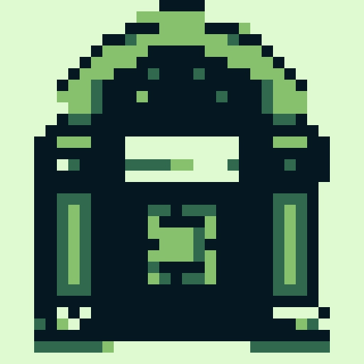 8-bit, pixelated jukebox.