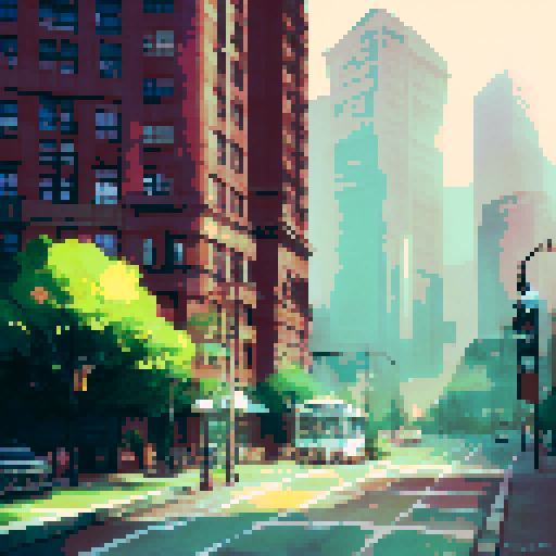 boston skyline, towering buildings, shimmering lights, bustling streets, vintage cars, art deco architecture, glowing moon, foggy atmosphere, drab colors