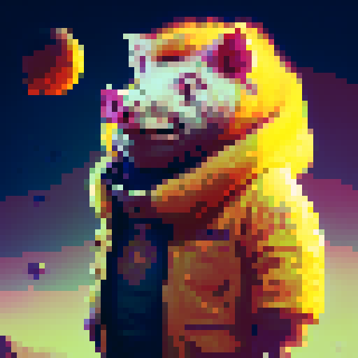 Anthropomorphic pig, overweight, detailed, huge rotund belly, sunny, stretching back, casual clothing, agriculture, belly is exposed and jutting, pixel art