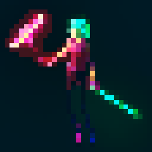cyberpunk girl, neon sword, iso-view, whole-body, old jrpg style, ready for attack, pixel art