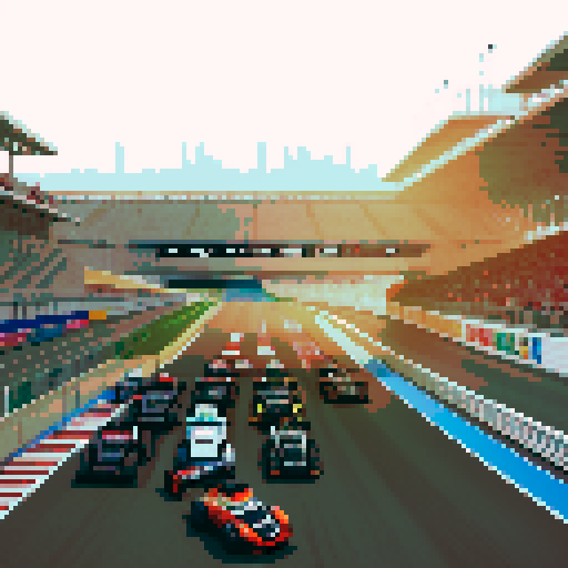 Race, track, cars, grandstands