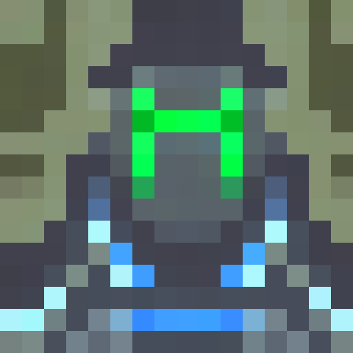 Pixelated close-up portrait of a 16x16 game icon depicting a sharp, translucent glass shard reflecting the light and casting a rainbow spectrum.