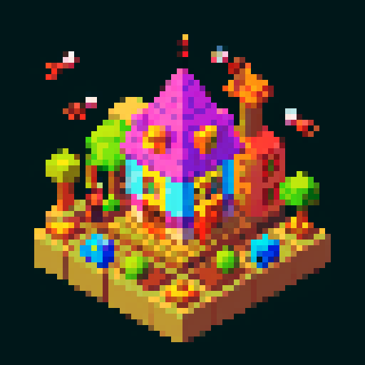 Black worms, pixel art, sRGB, swarming city