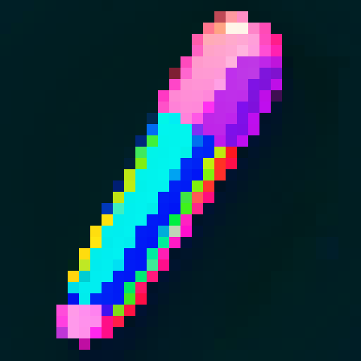 Art paintbrush with paint on the tip only, 32x32 badge style, bold black outline, sRGB colors