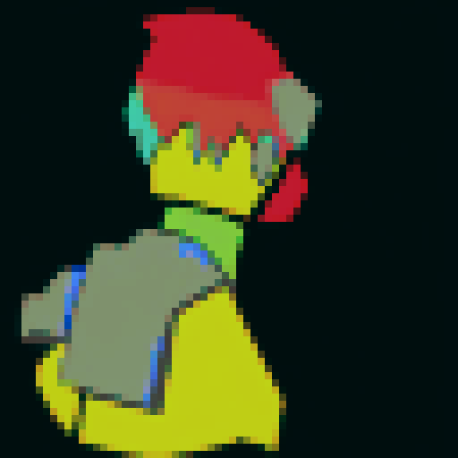 Back view of character