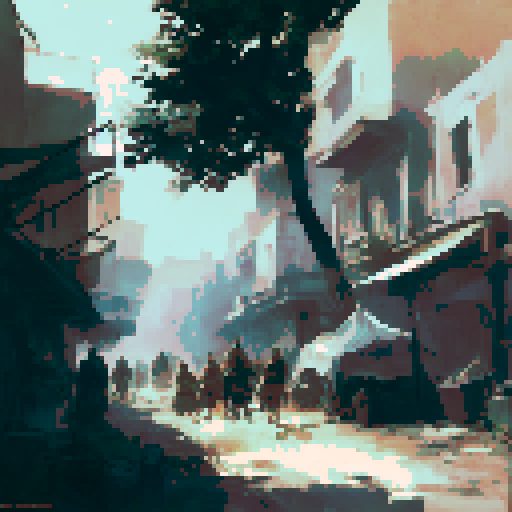 Desolate, sand-swept Bedouin tent village amidst the gritty, war-torn terrain of World War I with a landscape portrait style.