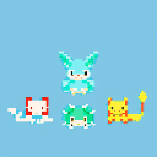 Pokemon style water type starter, no background