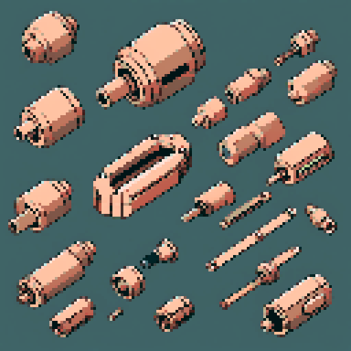 I want a horizontally wide circular copper attachment port. It should be viewed directly from the side. I want this object usable an asset in a videogame, meaning only one object per image, outlined with a strong black stroke, on a solid-color background. 