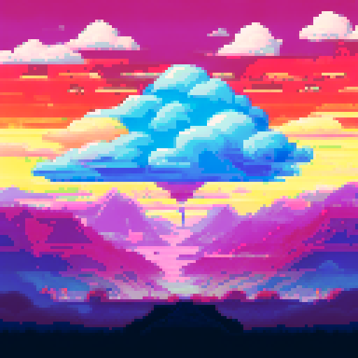 Cloud-like letters float in a vibrant, sRGB-colored landscape, forming the Gaming Heaven logo amidst a pixelated paradise