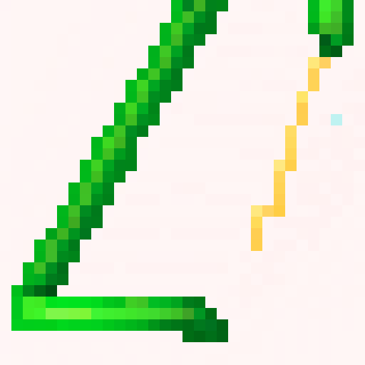 An usual lighting made of two green arrows and one line that connects them.