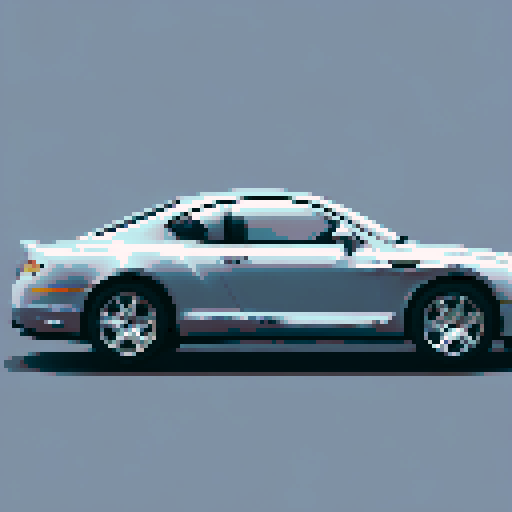 photorealistic gray Bentley car, centered, right wheel forward, white flat background, pixel art, sRGB