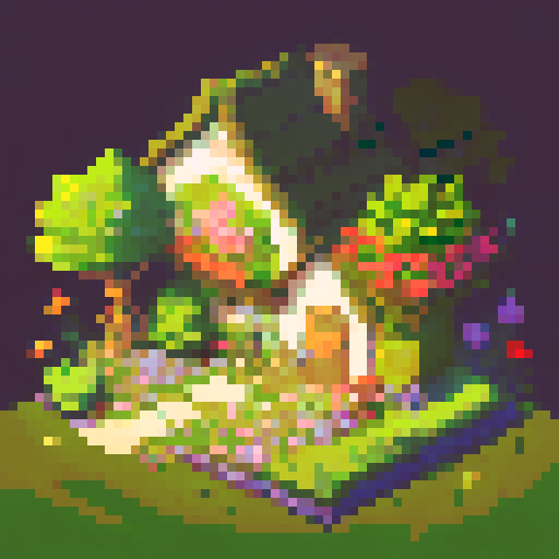 Create a pixel art representation of a small sprouting plant or seedling, capturing the essence of growth, nurturing, and cultivating potential. 