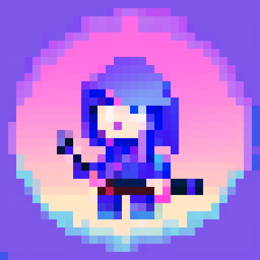 glowing, enchanted, blue and purple sword, pixel art, sRGB