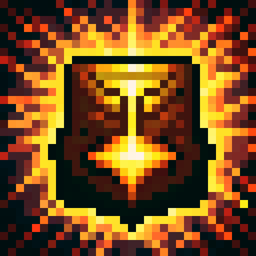 thor's hammer, fiery flames, smashing skill icon, game icon style, 32x32 pixel art, vibrant sRGB colors, detailed skill art, close-up portrait
