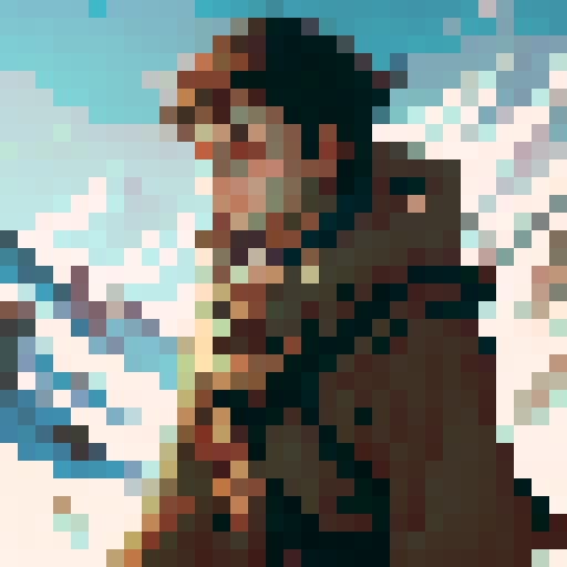 Brown haired adventurer in the entrance of a dark dungeon