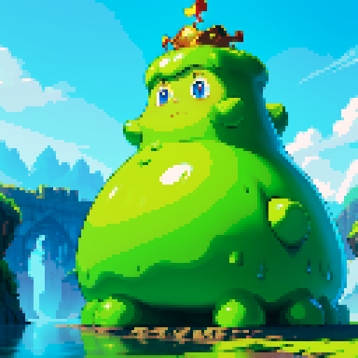 giant slime wearing crown