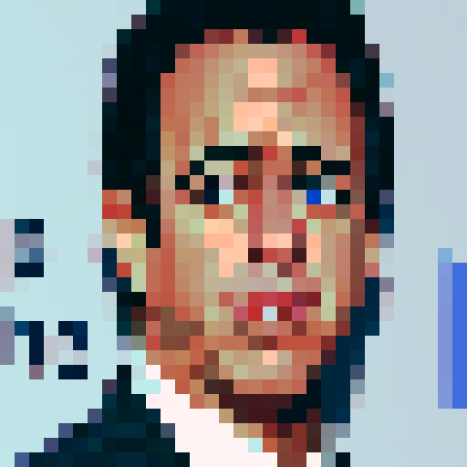 Jerry Seinfeld, iconic stand-up comedian, in a vibrant pixel art style with vivid sRGB colors