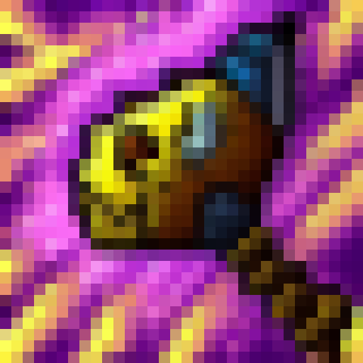 "Create a 32x32 skill art of a rapid-fire scatter shot, showcasing a hunter's impressive ability in the world of Warcraft, with arrows flying in all directions and a fierce determination in the hunter's eyes."