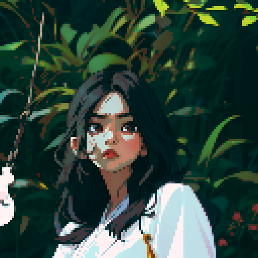 Southeast Asian woman, long wavy hair, White skin, round face, black eyes, age 20, wearing a robe, make a blank face