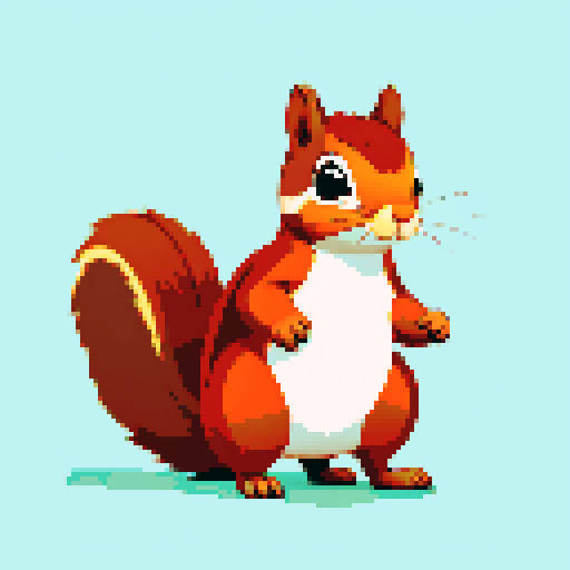 squirrel standing sideways against a clear single color background