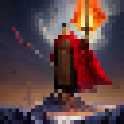 Stalin, a towering figure with a flowing red cloak and a menacing sword, surveys his fantastical kingdom from atop his dragon mount as his loyal army of orcs and trolls prepare for battle.