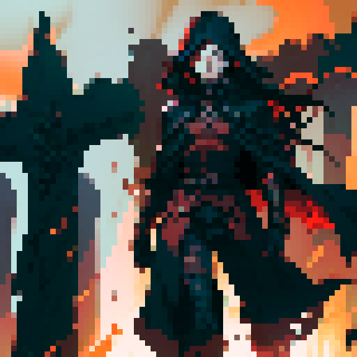 war, Darksiders, grim reapers, fiery swords, apocalyptic landscapes, towering demons, epic battles, crumbling cities, blood-red skies, ethereal magic, intricate armor, mystical artifacts, celestial beings, shadowy underworlds, gothic architecture, haunting atmosphere, intense action, explosive spells, dramatic lighting, menacing creatures, cinematic compositions