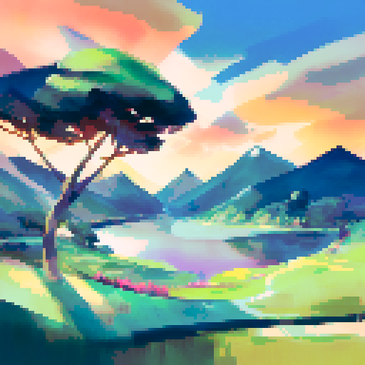 cimple golfcourse green, vibrant blue sky, rolling hills, tall palm trees, golden sunset, serene lake, distant mountains, soft shadows, crisp lines, minimalist design, sweeping curves, balanced composition, natural elements, tranquil atmosphere, timeless beauty, harmonious color palette, dynamic perspectives, immersive experience, captivating textures