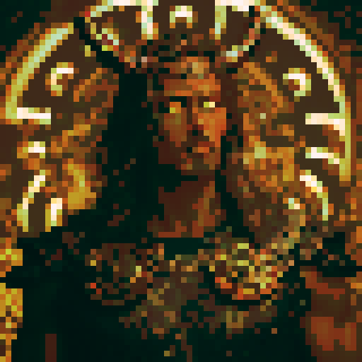 8-bit style portrait with vibrant, retro colors, showcasing a pixelated character in a dynamic pose against a black background, reminiscent of classic video games