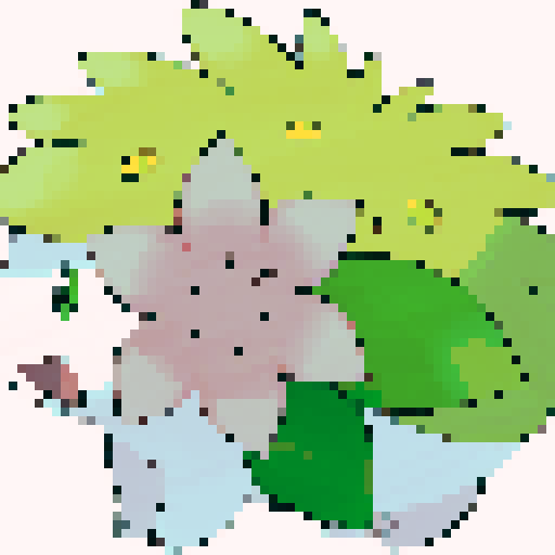 Shaymin-Land, but it now has small crimson wings, has accents of red, brown and black. It also wears silver armor covering its eyes and some of its body.