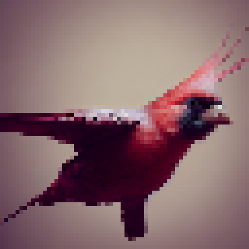 flying cardinal in the style of HR Giger