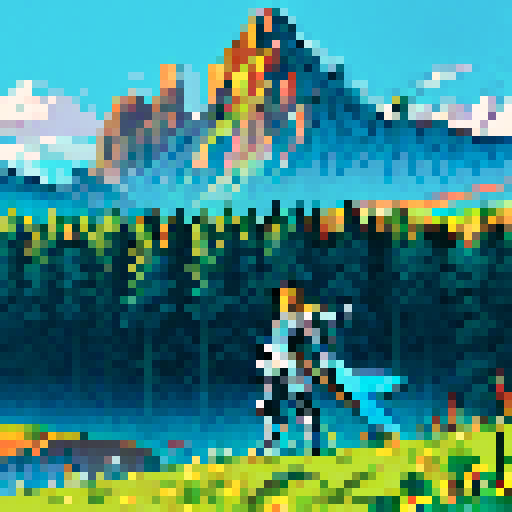 Legend of Heroes Jaeger in sleek armor, surrounded by sRGB pixel art landscape
