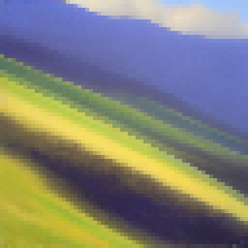 Green rolling hills under a blue sky with one cloud. 