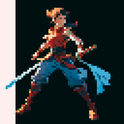 Full body image of a Warrior facing left with sword out. Ready to fight.