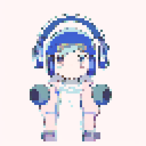 Chibi boy with Korean hairstyle and rosy cheeks, wearing large headphones and a huge puffy jacket, looking from a first person point of view. Great detail