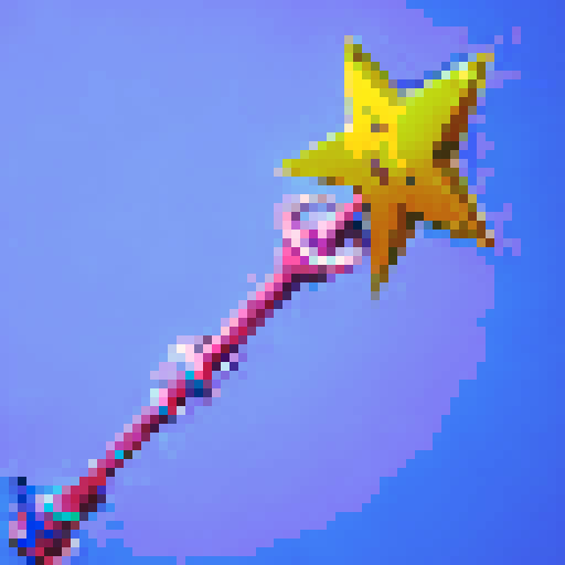 star wand, Fortnite style, game icon, sRGB, skill art, close up, portrait, 2D, 128x128 tool