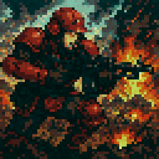 Valkyria Chronicles male imperial Shocktrooper, red armor, sRGB, pixel art, dieselpunk, intense, dramatic, battlefield, action-packed, dynamic, detailed, immersive, vibrant, heroic