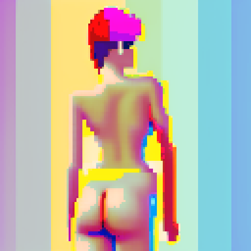 naked girl, sexy ass, vibrant colors, pixelated curves, retro nostalgia, pixel art