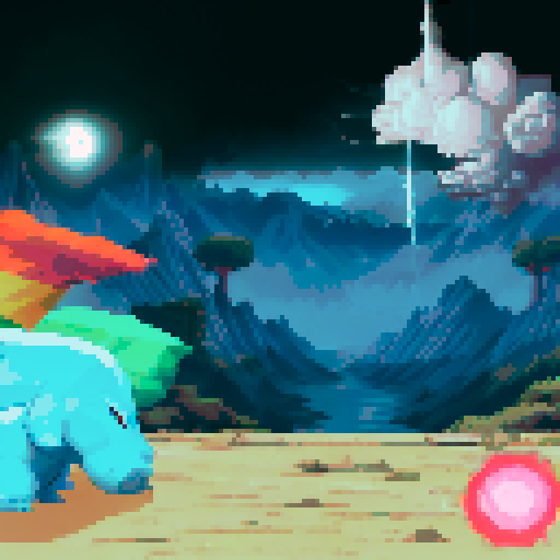 Battleground pokemon gym, vibrant colors, pixelated trainers, towering mountains, lush green grass, electrifying lightning bolts, dynamic battle poses, cascading waterfalls, swirling clouds, dramatic sunset, epic battles