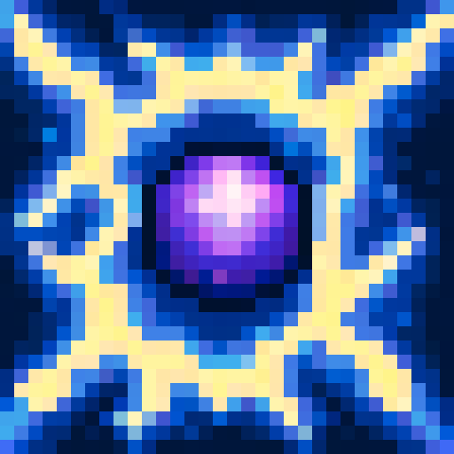 Shimmering golden mini star with pointed edges, surrounded by twinkling purple and blue galaxy background, rendered in 32x32 pixel art with skillful shading and intricate details for a captivating game icon close-up portrait