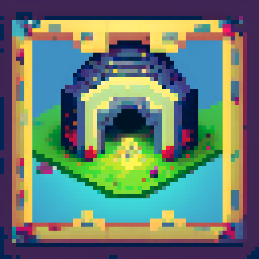 16-bit rectangular blueberry art frame, space portal inside, cute pixel art, vibrant colors, whimsical characters, dynamic motion, detailed shading, intricate patterns, nostalgic feel