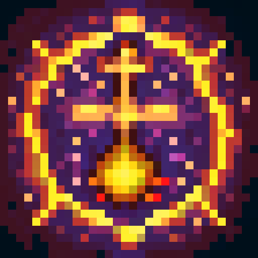 Challenger token, danger sign, 5 sides, game item, 32x32 pixel art, skill art, tibia, game item, sRGB,