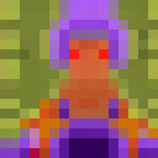 Otherworldly avatar, glowing eyes, pixel art, game icon, 16x16, close up, portrait