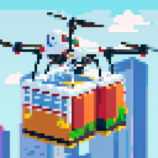 I want to see a drone flying to deliver a brochure to a customer 