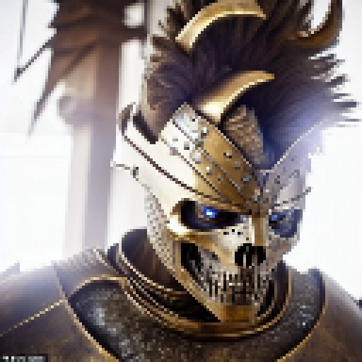 Spartan warrior, clad in shining bronze armor, grips a weathered human skeleton with a determined look on his face, set against a backdrop of mystical runes and glowing crystals in a high-fantasy RPG style.