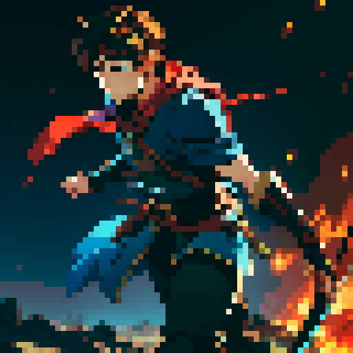 Spiky brown hair, male Fire Emblem Path of Radiance Thief, skulking battlefield, pixel art, sRGB