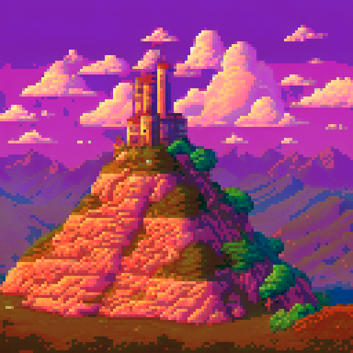 A rich farmer, adorned in expensive pimp attire, stands on top of a pile of gold bullion, surrounded by a pixelated backdrop of rolling hills and azure skies in vibrant sRGB hues

